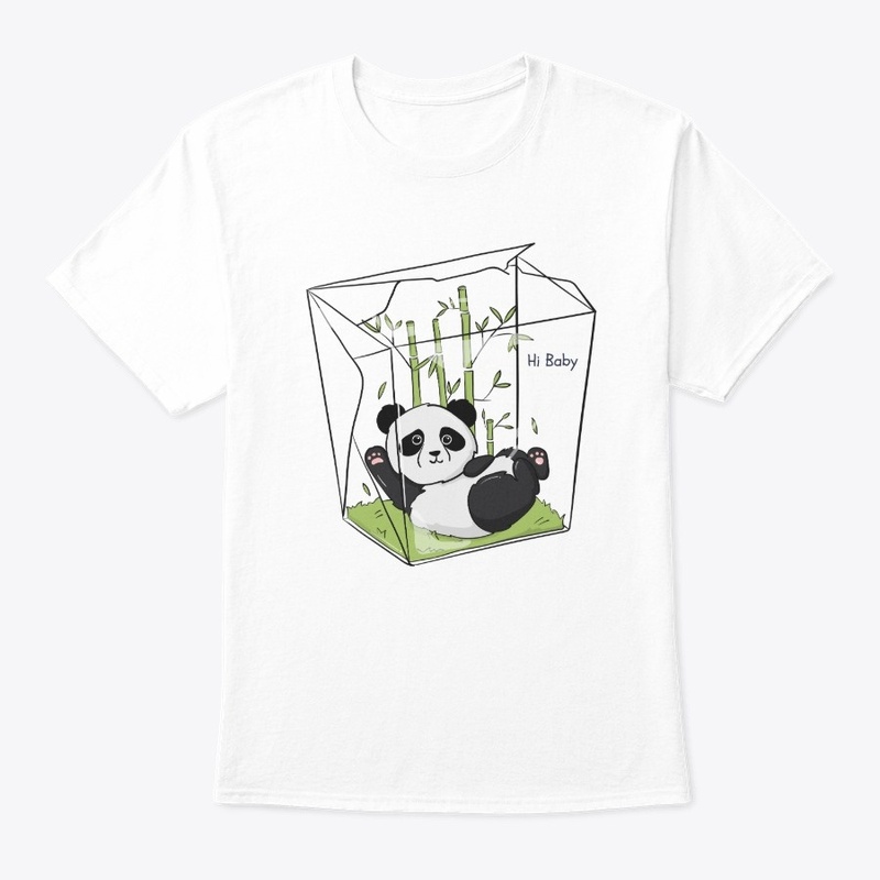 Cute panda in a ramen box with bambuu