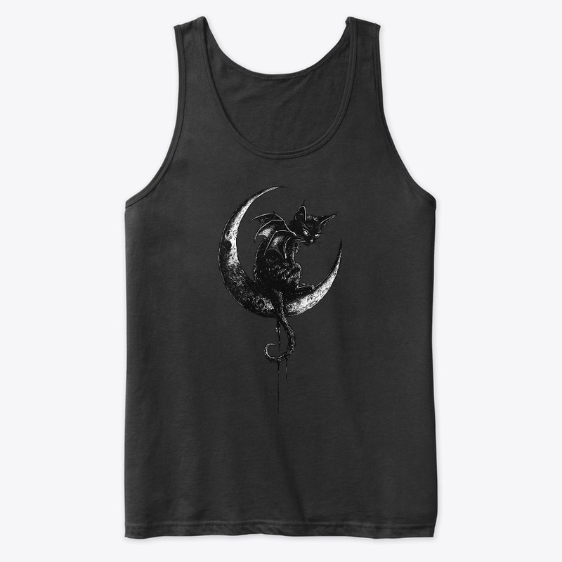  Gothic Black Cat Bat Wings Crescent