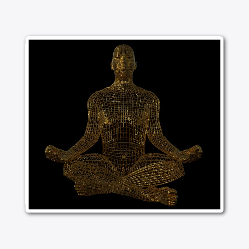 Body in meditation, made of golden mesh