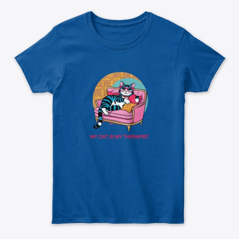 Funny Cat Therapist Chill Kitty Art, FC3