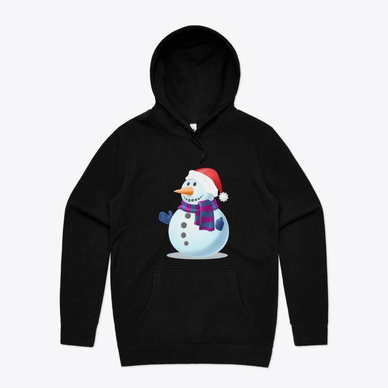 Snow man wearing santa hat design