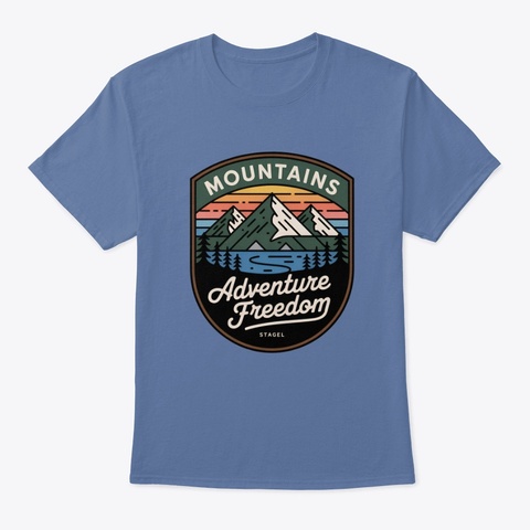 Adventure Freedom Denim Blue T-Shirt Front