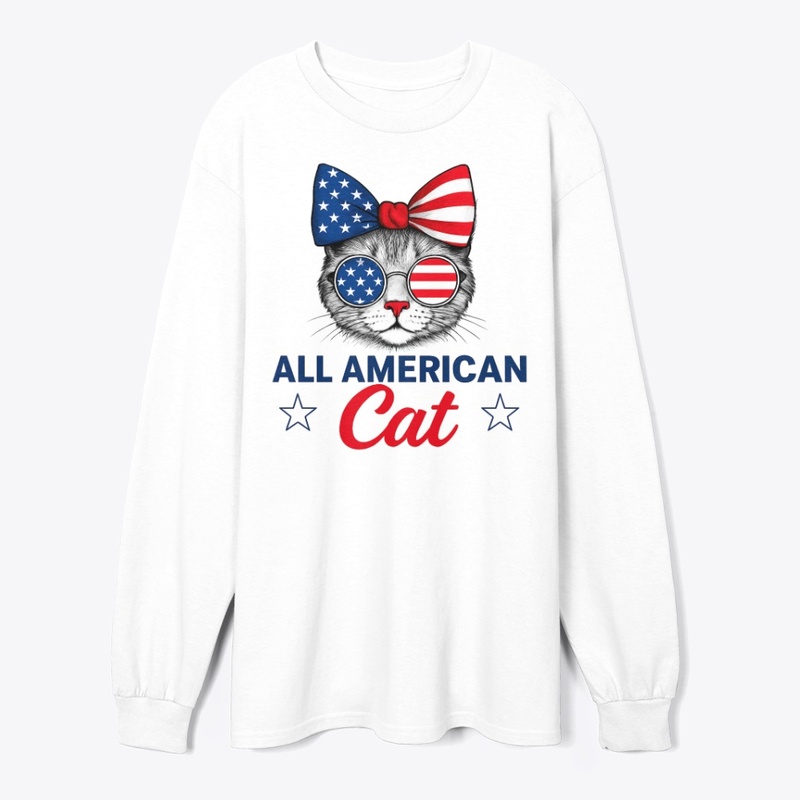 All American Cat T-Shirt Cat Lover Tee 