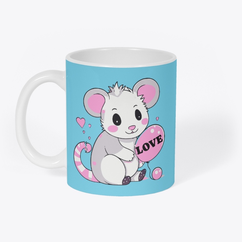 Opossum with love balloon 