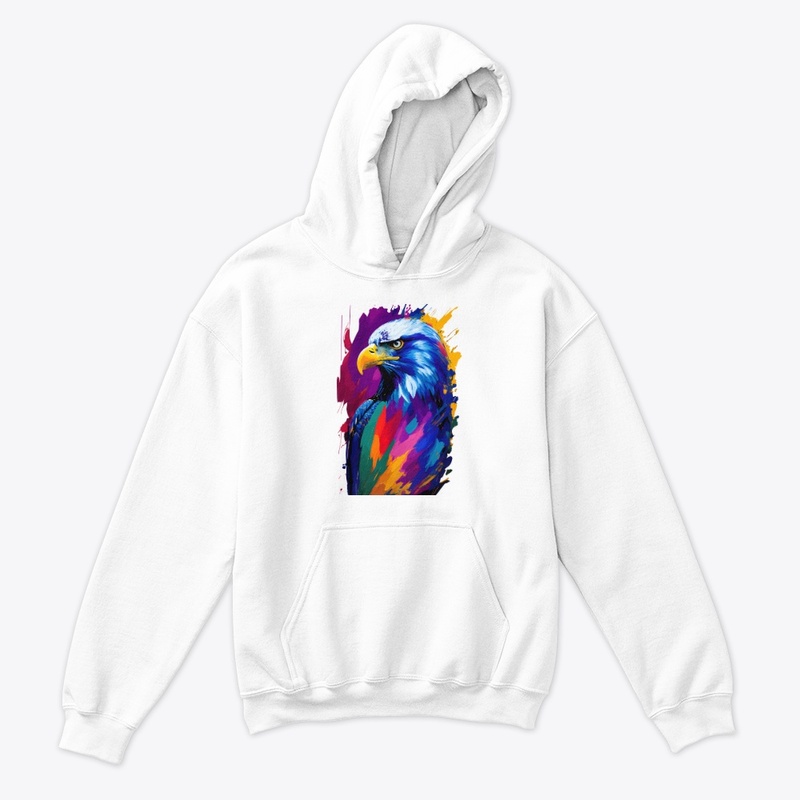 Vibrant Eagle in colorful splatter, left