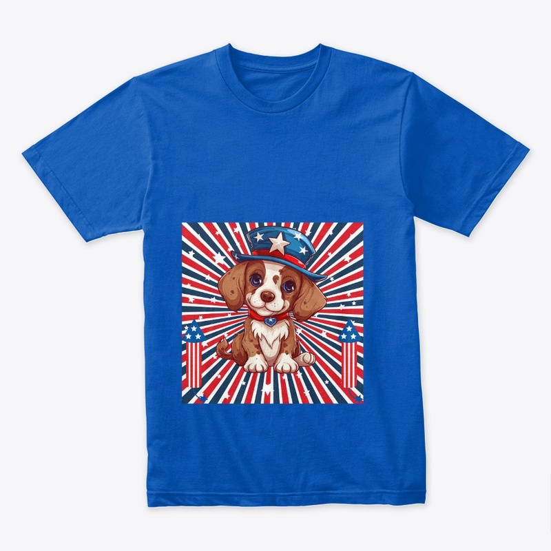 Cute Dog with American Flag for July 4th