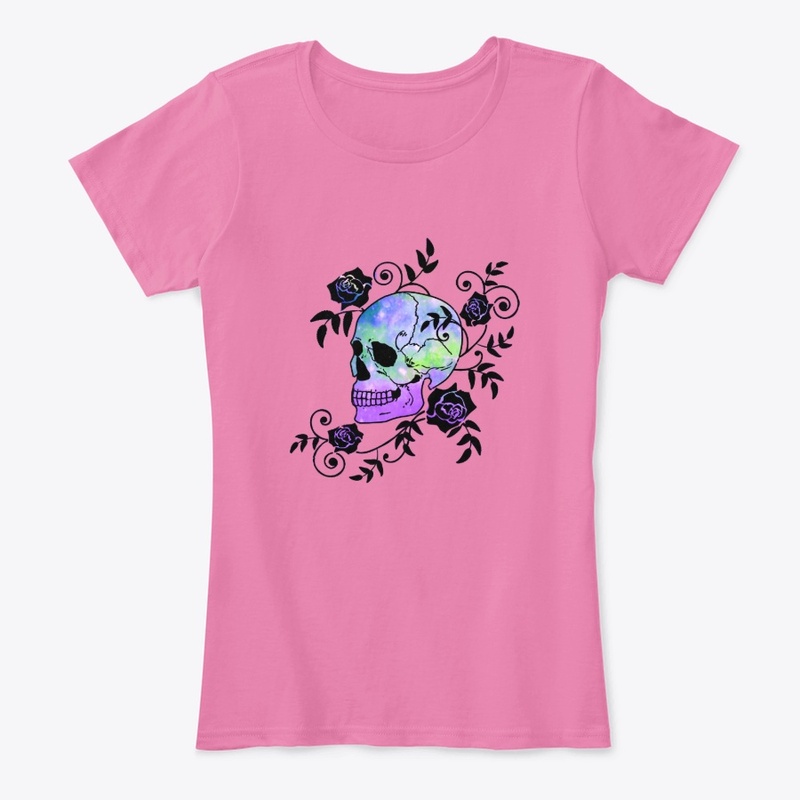 Multi color skull and rose