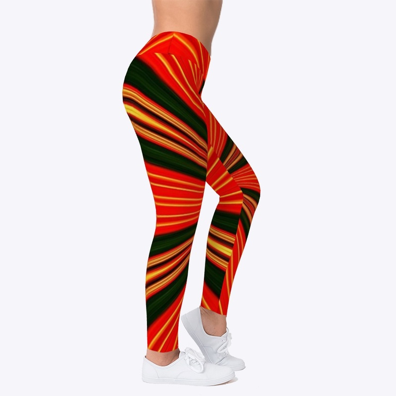 Red And Gold Stretched Stripes Print 