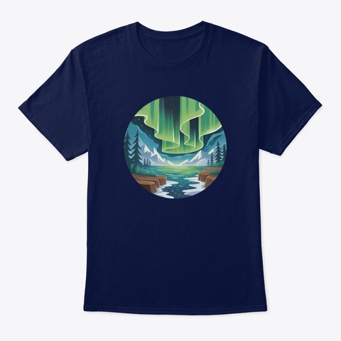 Aurora Mountains  Navy T-Shirt Front