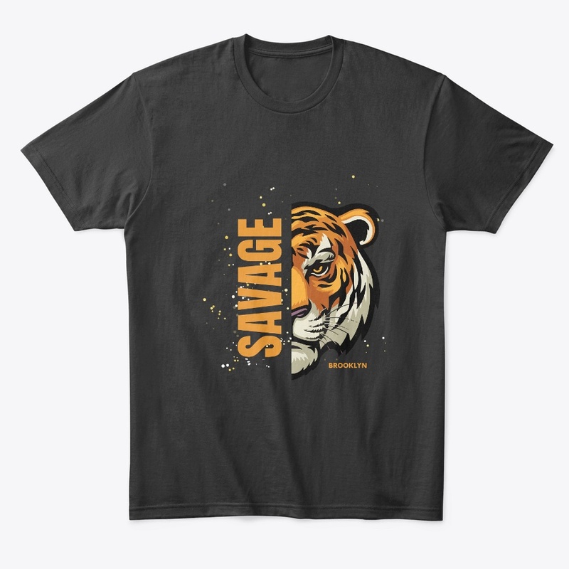Black And orange T-Shirt Savage Tiger