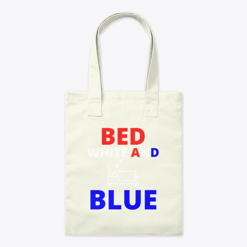 Bed white and blue funny independence na