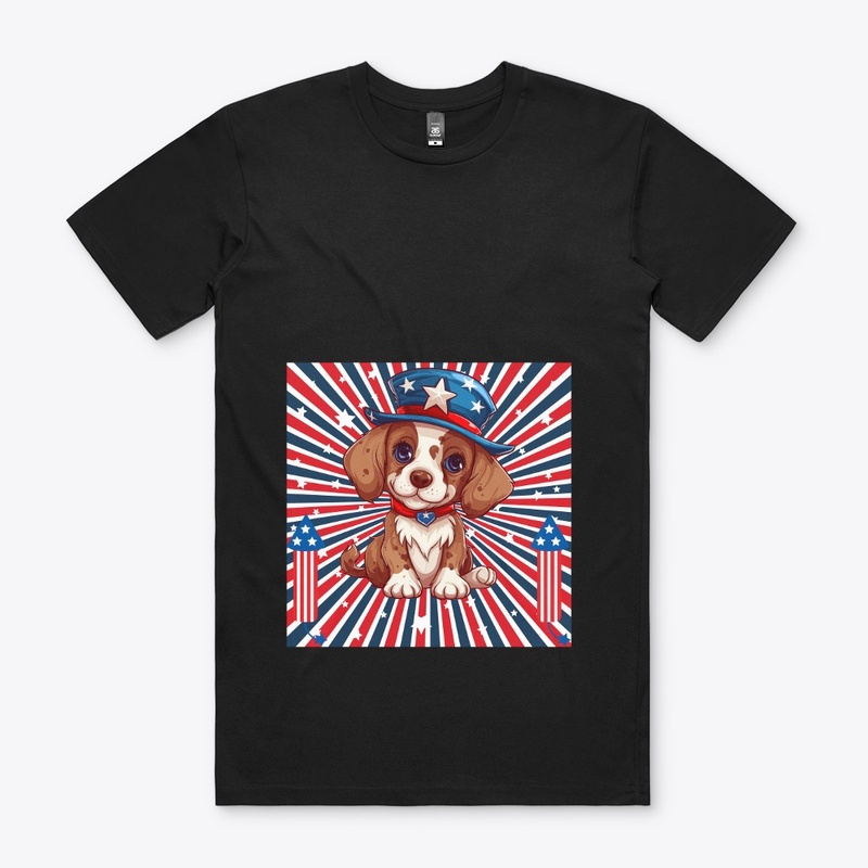 Cute Dog with American Flag for July 4th