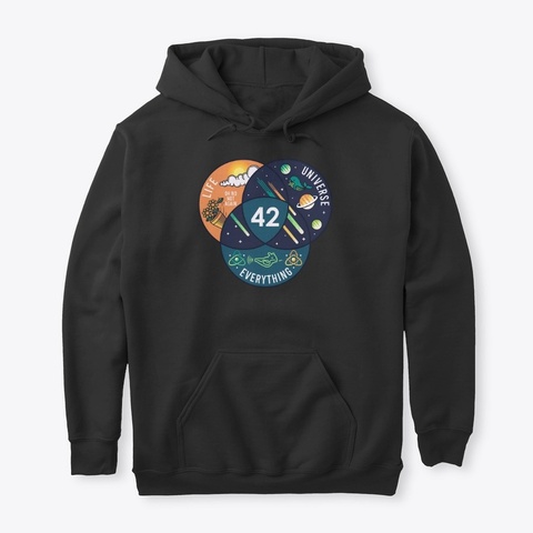 42 Answer To Life Universe Everything Black Camiseta Front