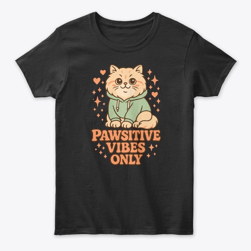 Stay Pawsitive Vibes Only – Cat Mom Tee