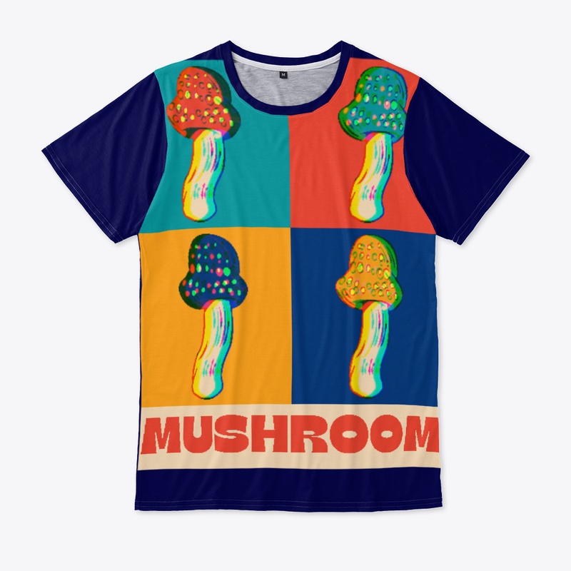 Cute mushroom collage glitch design