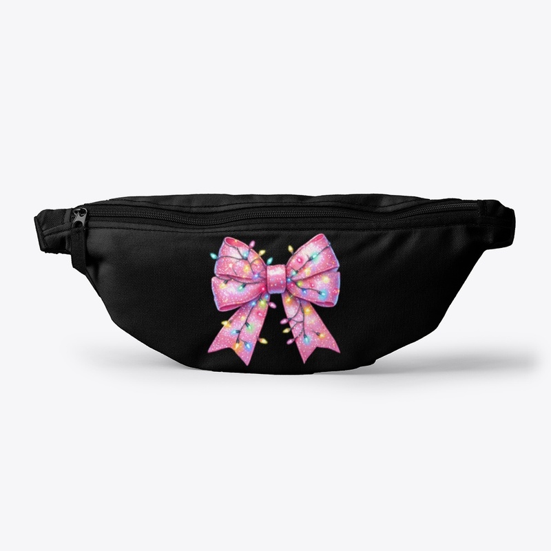 Elegant Christmas Fancy Pink Bow Black