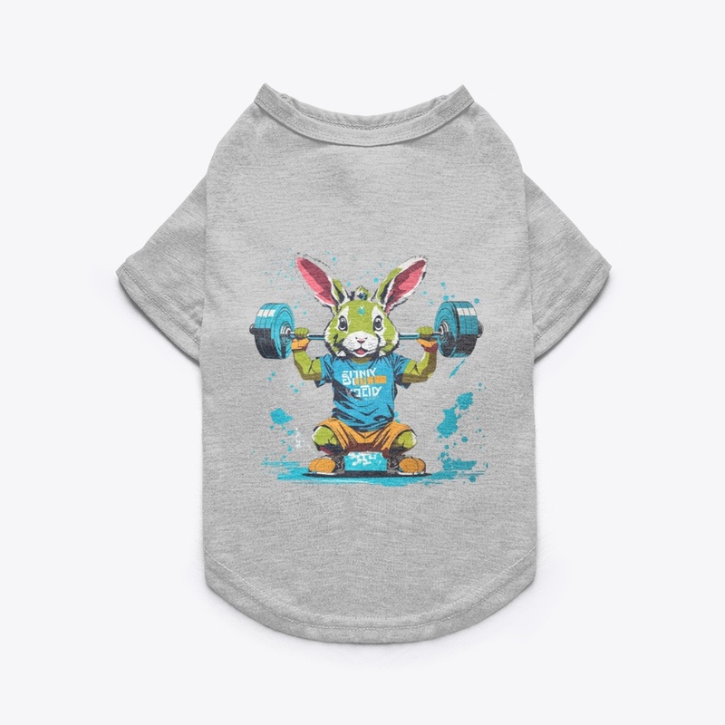 A cute bunny lifting weights
