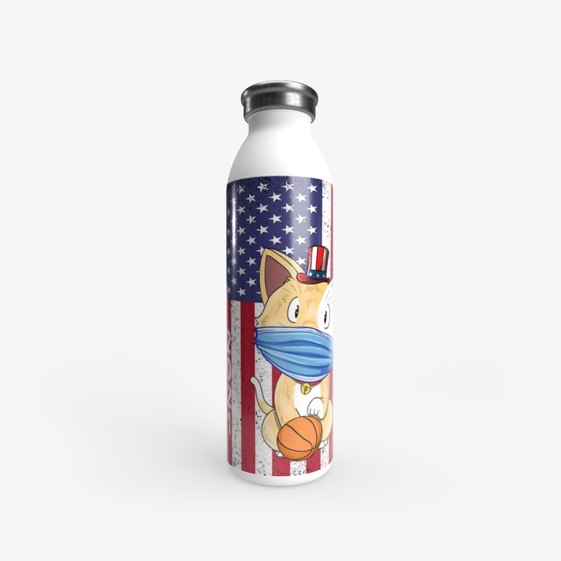 Cat Mask With Basketball Flag Usa Shirt