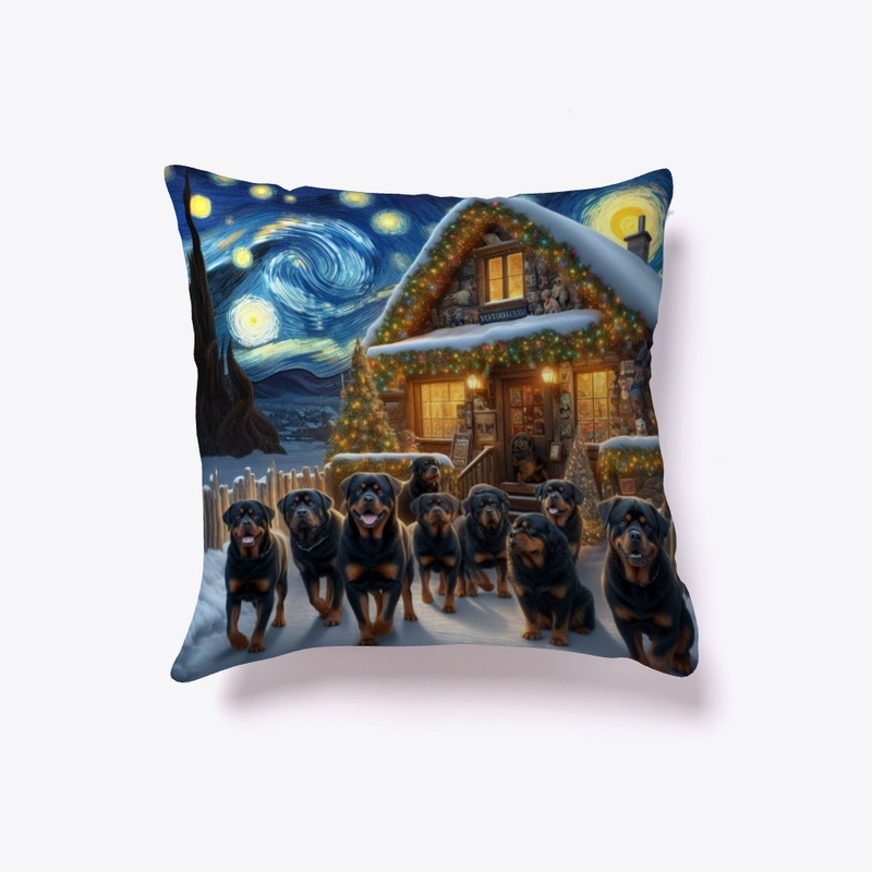 Rottweiler into Christmas Staring Night