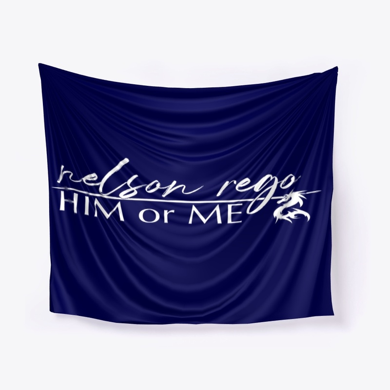 HIM OR ME white logo WALL TAPESTRY