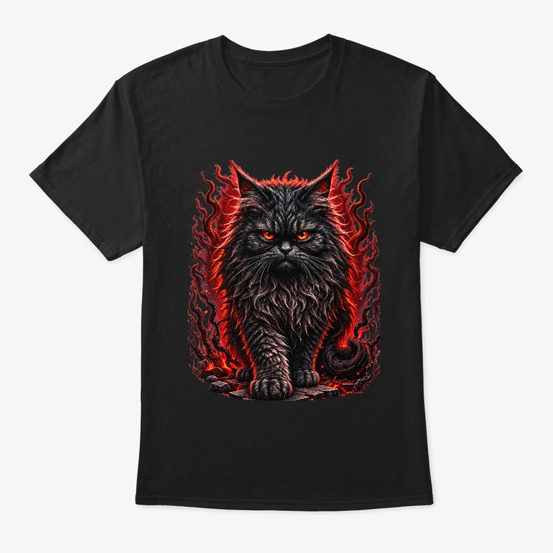 Gothic Black Cat in Flames | Dark Art