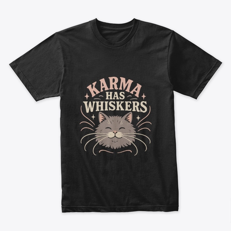 Karma Has Whiskers Retro Cat Tee Gift
