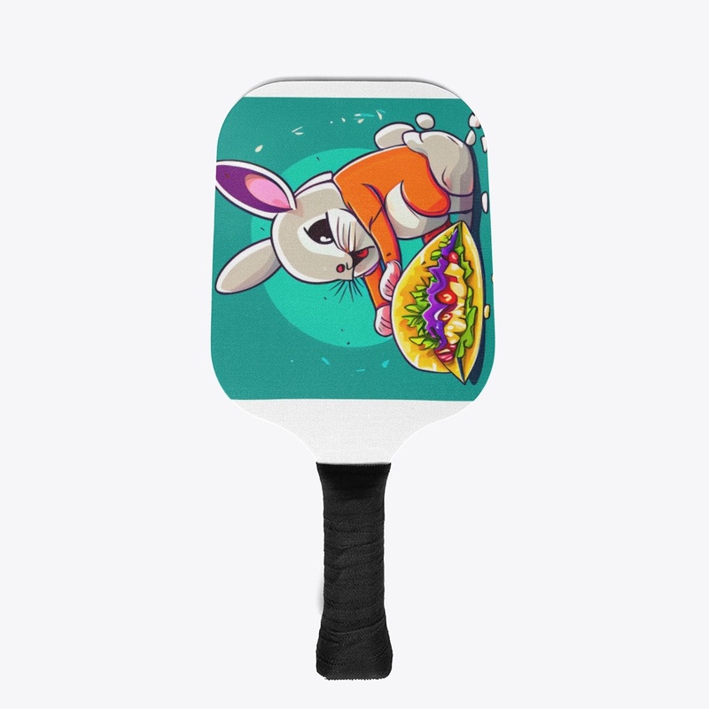 Bunny eating a taco under a rainbow