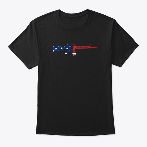 American Gun Flag Independence Day Desig Black T-Shirt Front