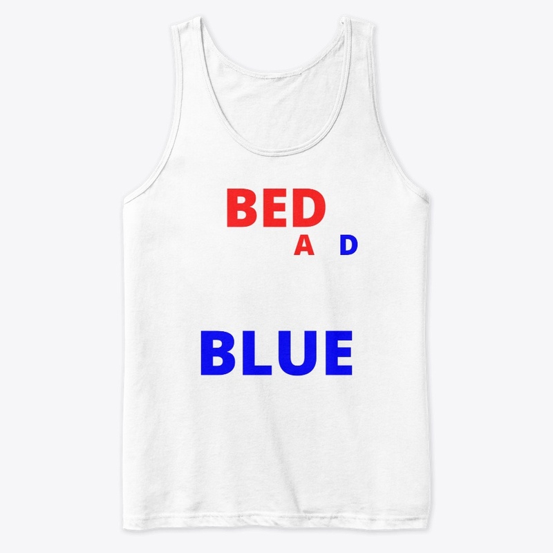 Bed white and blue funny independence na