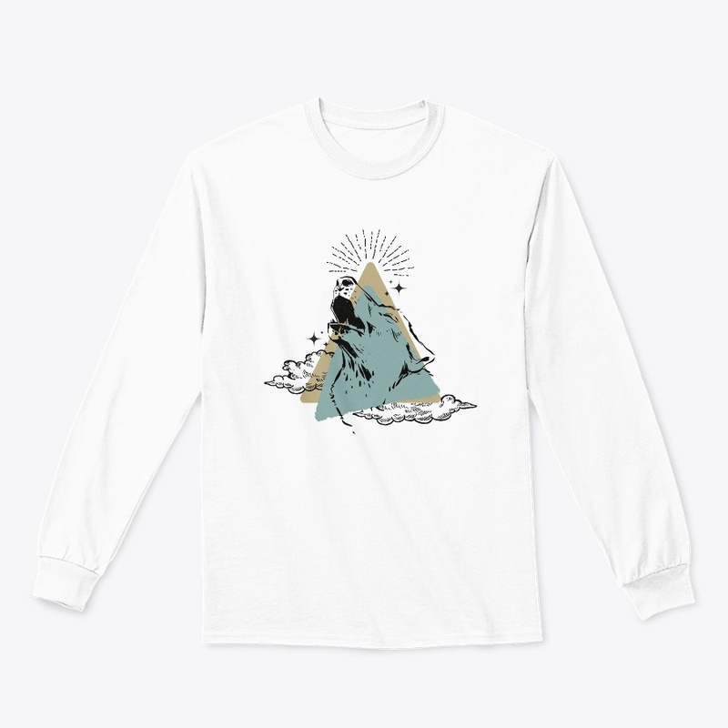 Mountain Top Wolf  Clouds Stars