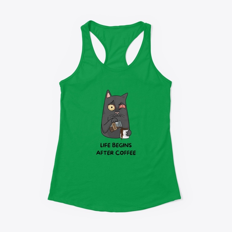 After coffee is a funny cat t-shirt