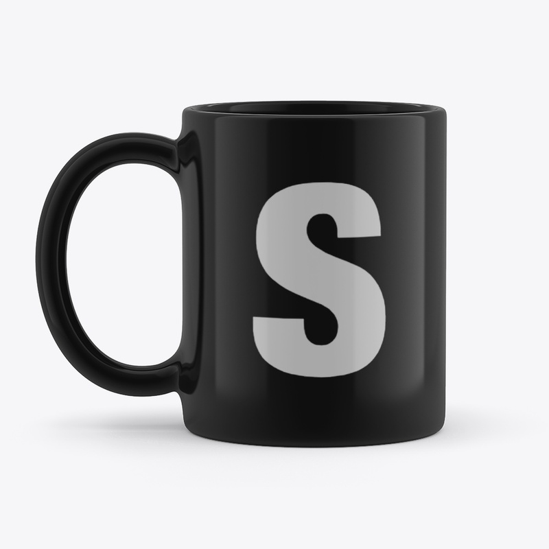 S initial mug - Black