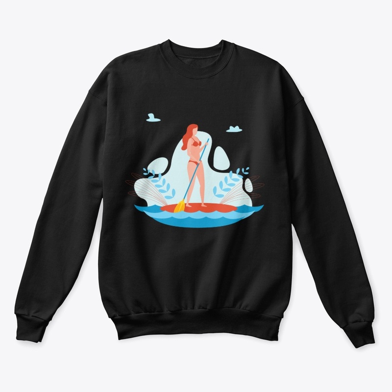 SUP paddle board woman illustration