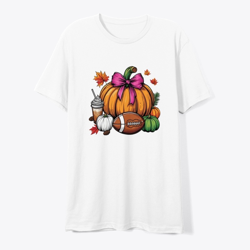 Pumpkin, Pink Bow & Football Fall Vibes