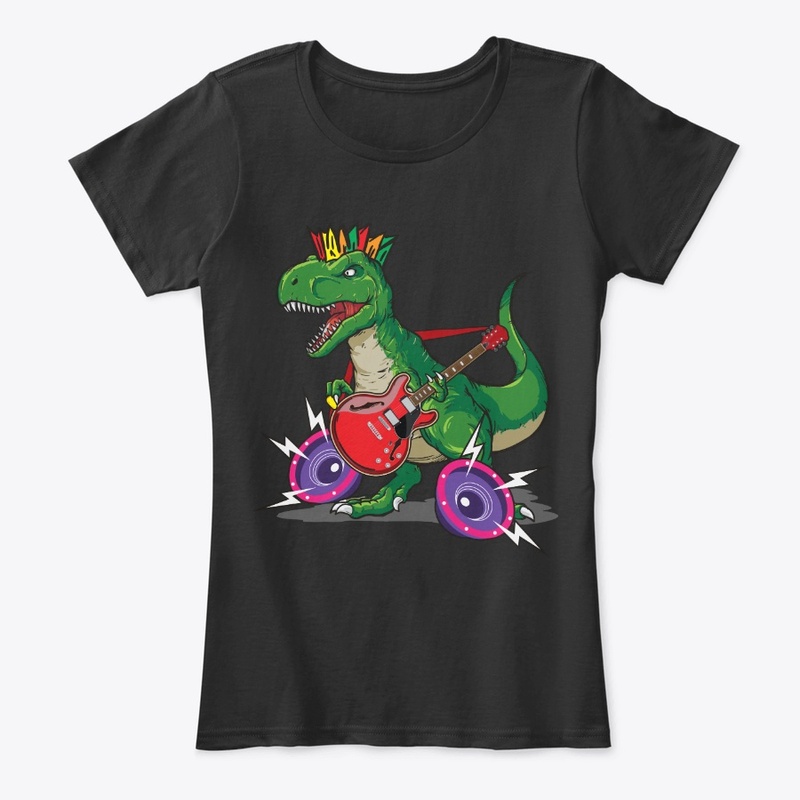 Dinosaur And Electric Guitar Lover Gift