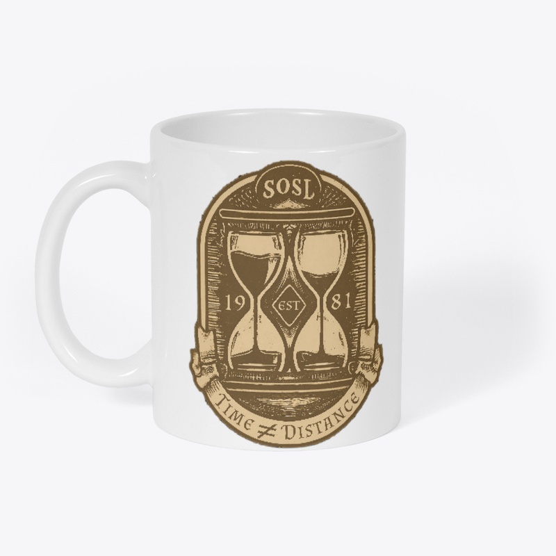 TIme is not distance mug in sepia tones
