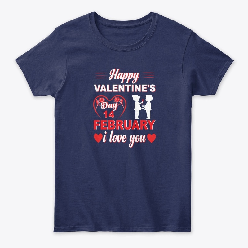 Happy Valentines Day 14 February New Tee