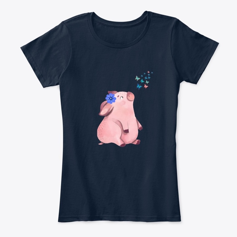 Pig watching butterflies