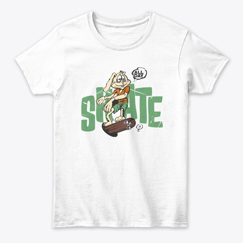 Bunny with Skateboard Print T-Shirt