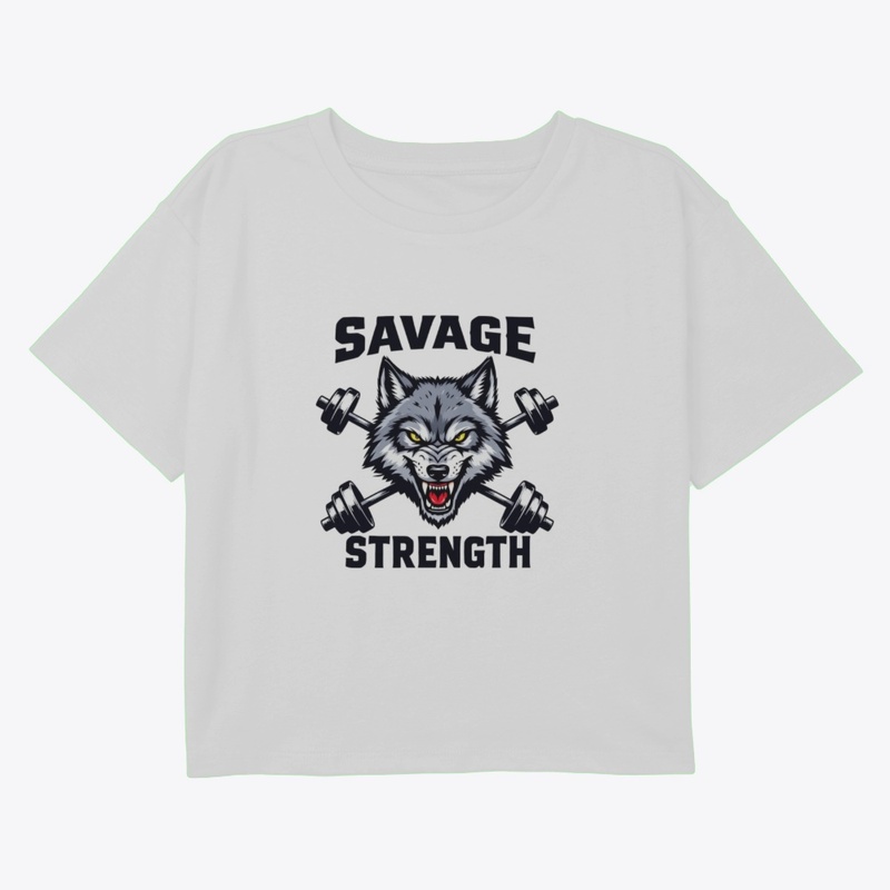 Savage Strength – Wolf & Barbell T-Shirt
