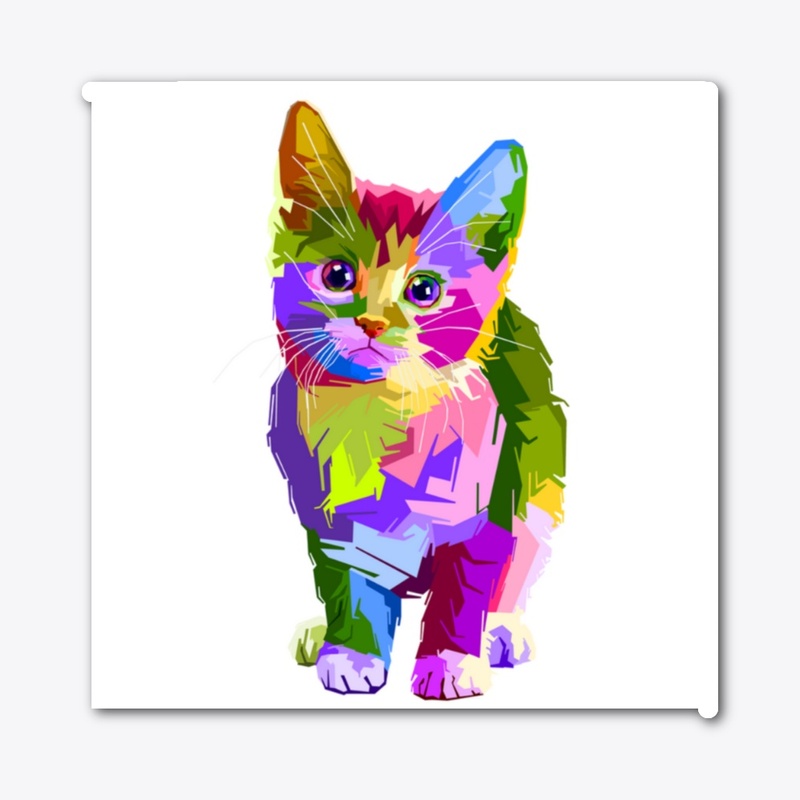 Multicolored cat printed tshirt 