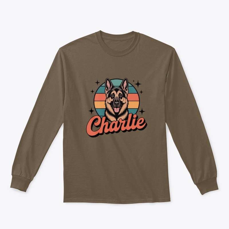 Charlie German Shepherd Retro Sunset Tee