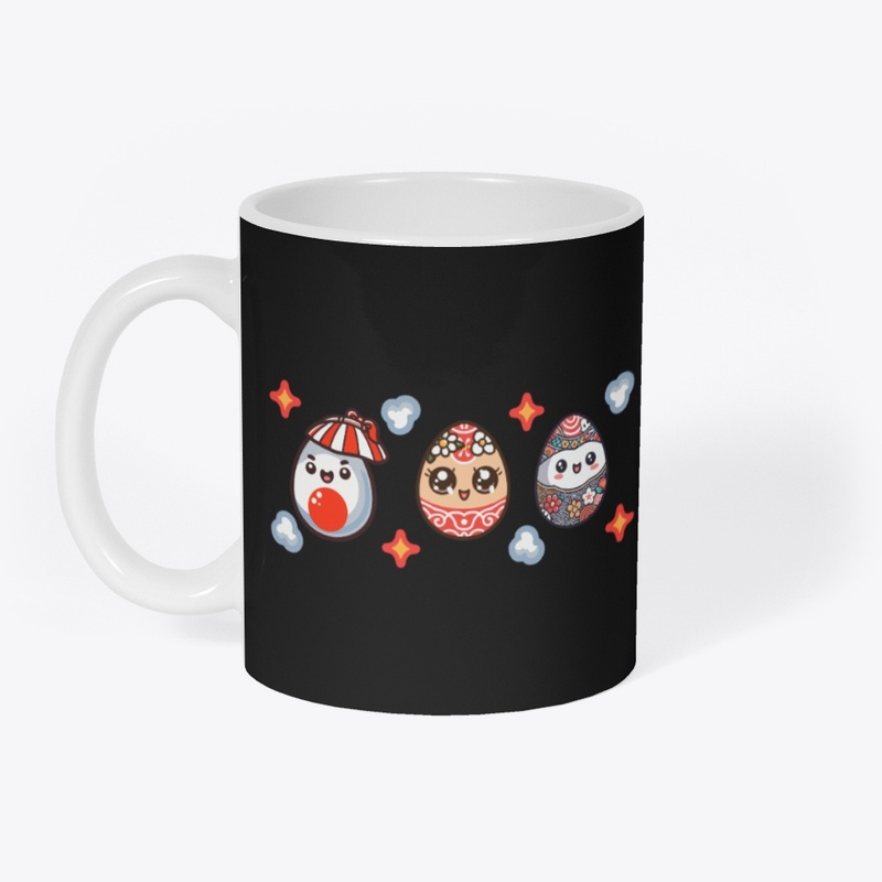 kawaii egg trio folk pattern