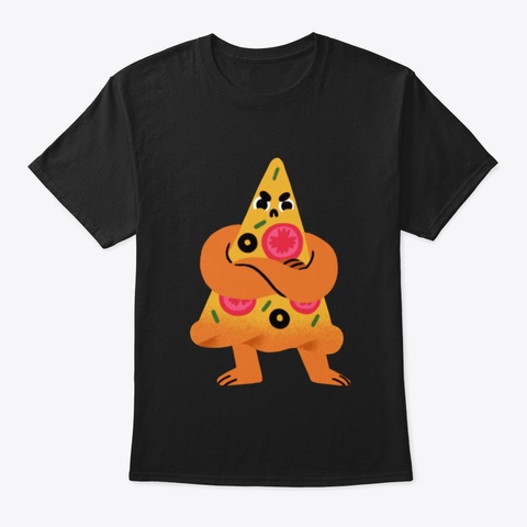 Angry Pizza Black T-Shirt Front