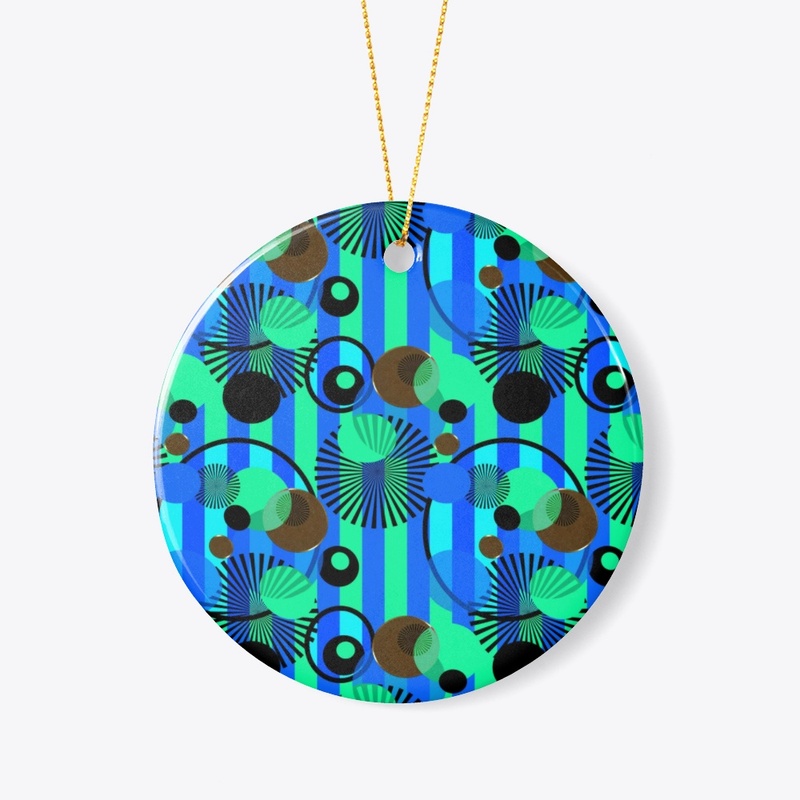 Blue Green Stripes and Dots