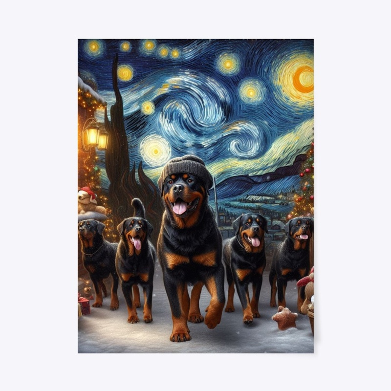 Rottweiler Christmas Starry Night