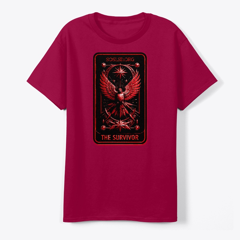 Survivor Tarot print tee in scarlet red