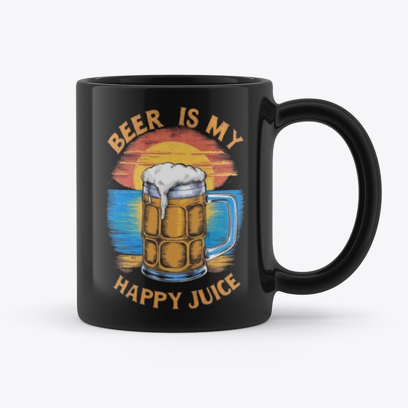 Beer Is My Happy Juice Black Coffee Mug