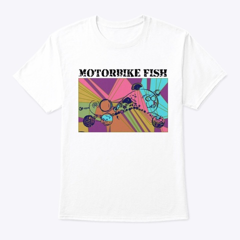 Motorbike Fish Piccadali White T-Shirt Front