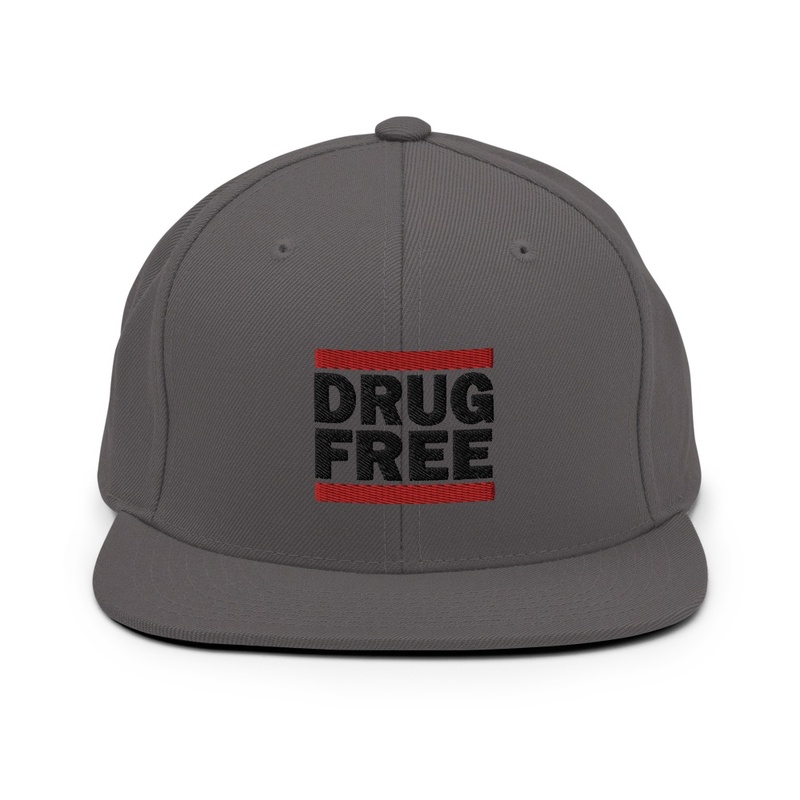 DRUG FREE Black Logo Snapback Hat